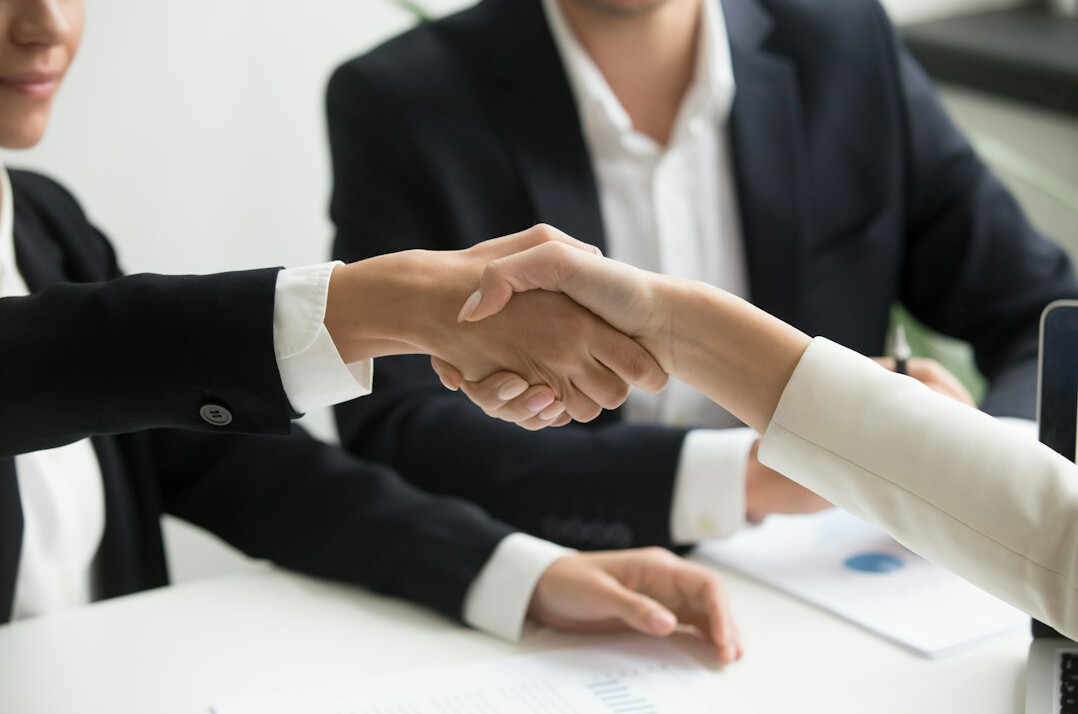 confident professional handshake